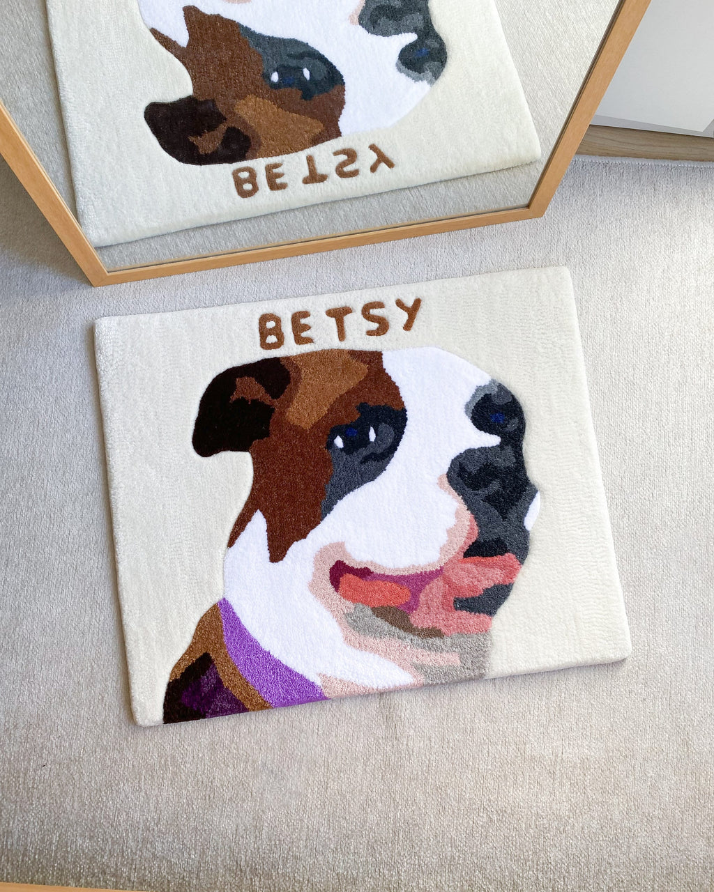 LargoModern Custom Pet Portrait Tufted Rug 70x60cm Handmade Gift