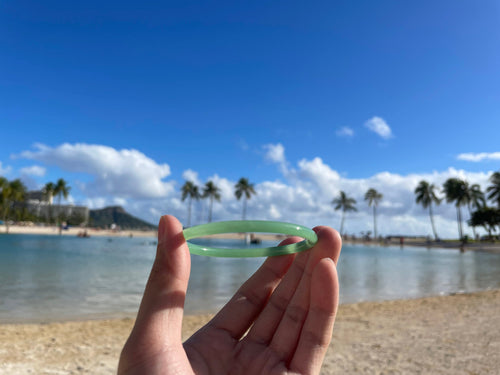 AlohaDriveCo Light Green Jade Bangle Smooth Minimal 5mm