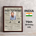 BackThenStudios Personalized Indian Newspaper Poster, 1949 India, 75th Birthday