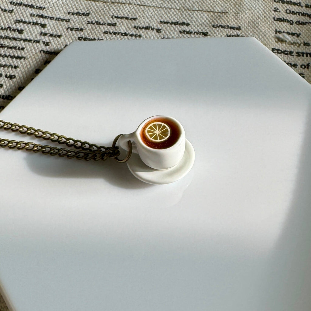 VanillaStarCafe Acorn Lemon Tea Ceramic Necklace