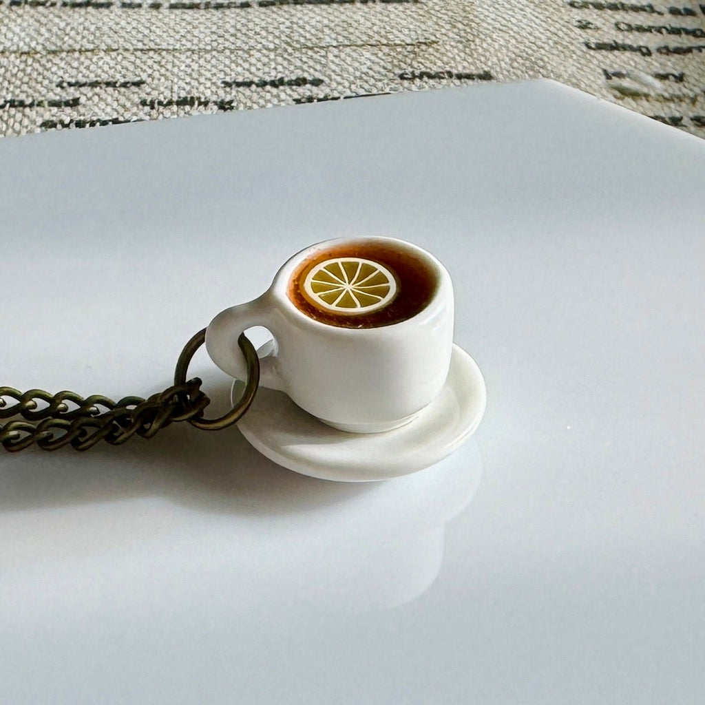 VanillaStarCafe Acorn Lemon Tea Ceramic Necklace