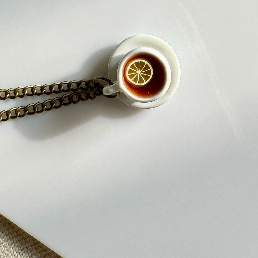 VanillaStarCafe Acorn Lemon Tea Ceramic Necklace