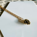 VanillaStarCafe Bronze Pine Cone Necklace Gold Charm 20.5in