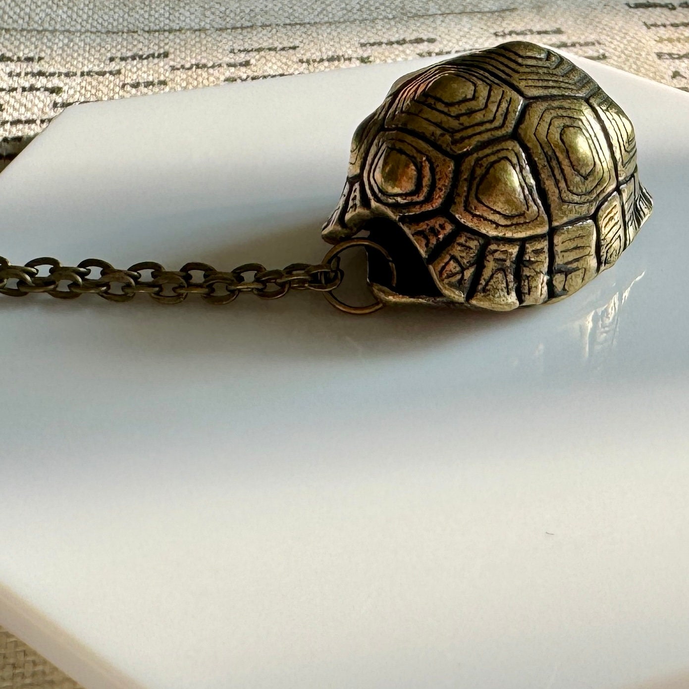 VanillaStarCafe Bronze Ringing Turtle Shell Necklace