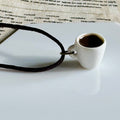 VanillaStarCafe Ceramic Coffee Cup Miniature Charm Pendant Necklace