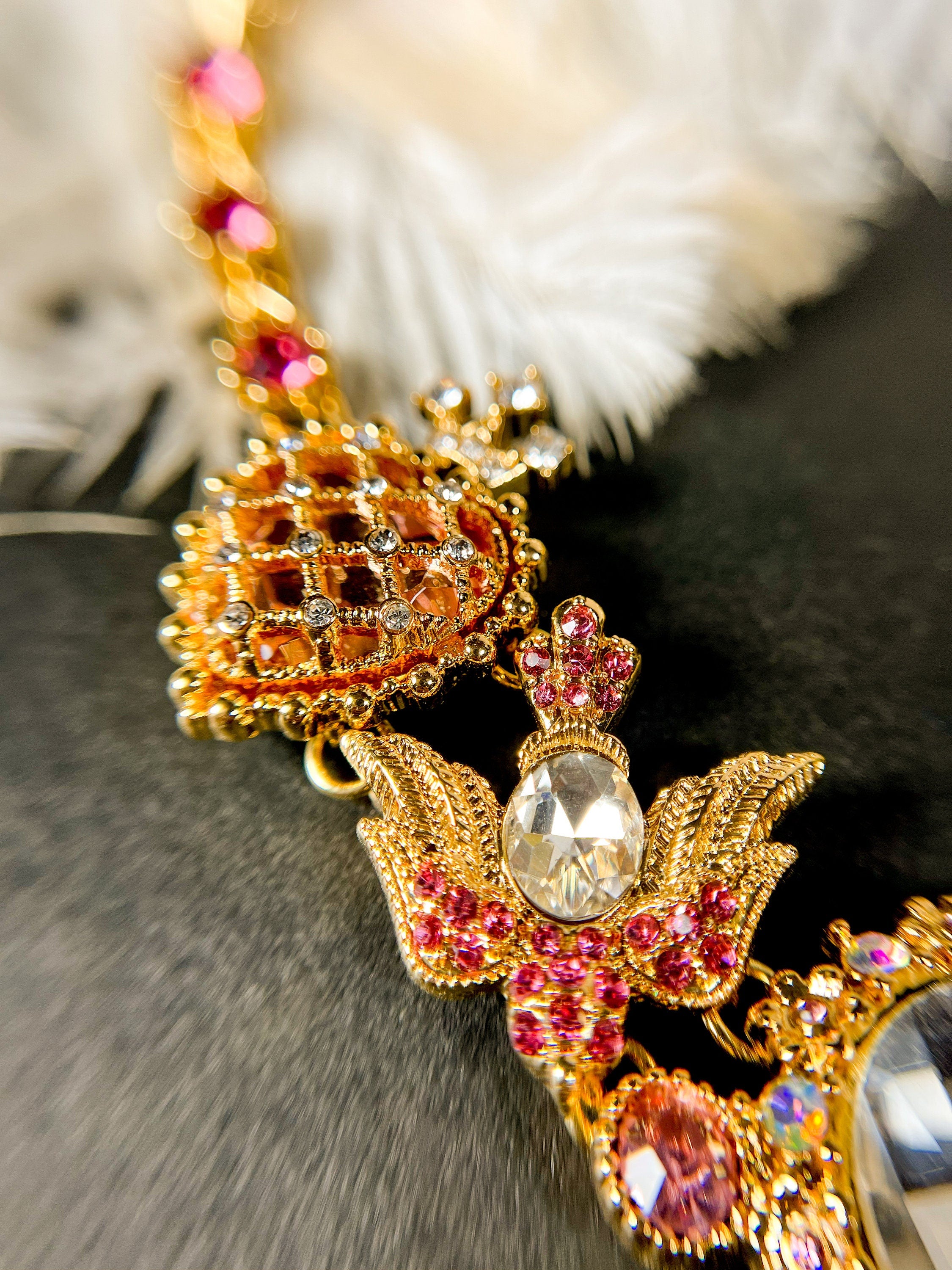 HappyJewelryWorld Victorian Renaissance Crystal Heart Gold Pendant Necklace 18in
