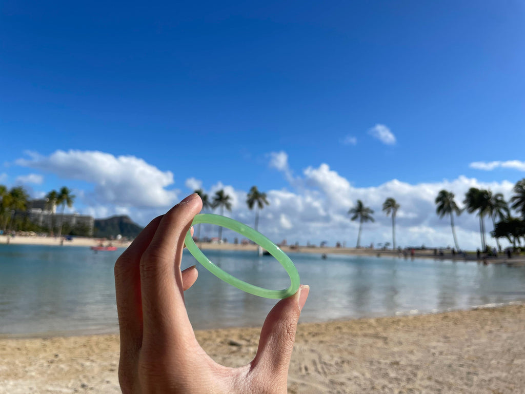 AlohaDriveCo Light Green Jade Bangle Smooth Minimal 5mm