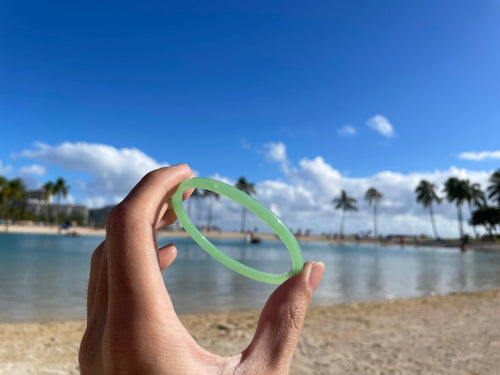 AlohaDriveCo Light Green Jade Bangle Smooth Minimal 5mm