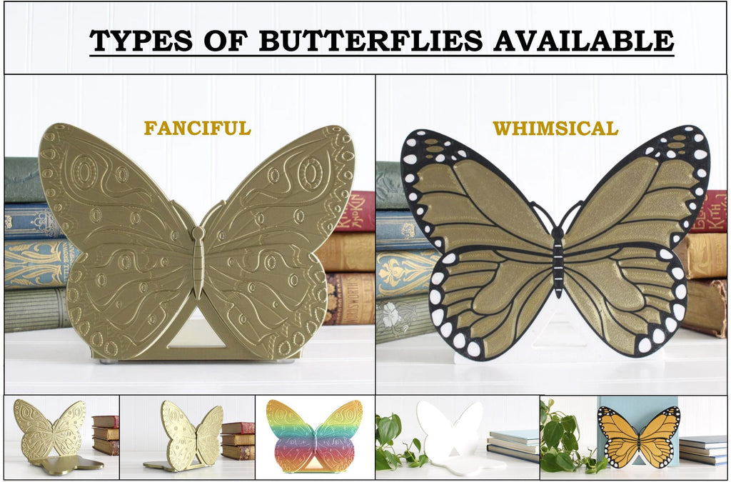 DelightfullyDutch Handmade Butterfly Bookend 3D Printed Thermoplastic Bookshelf Decor