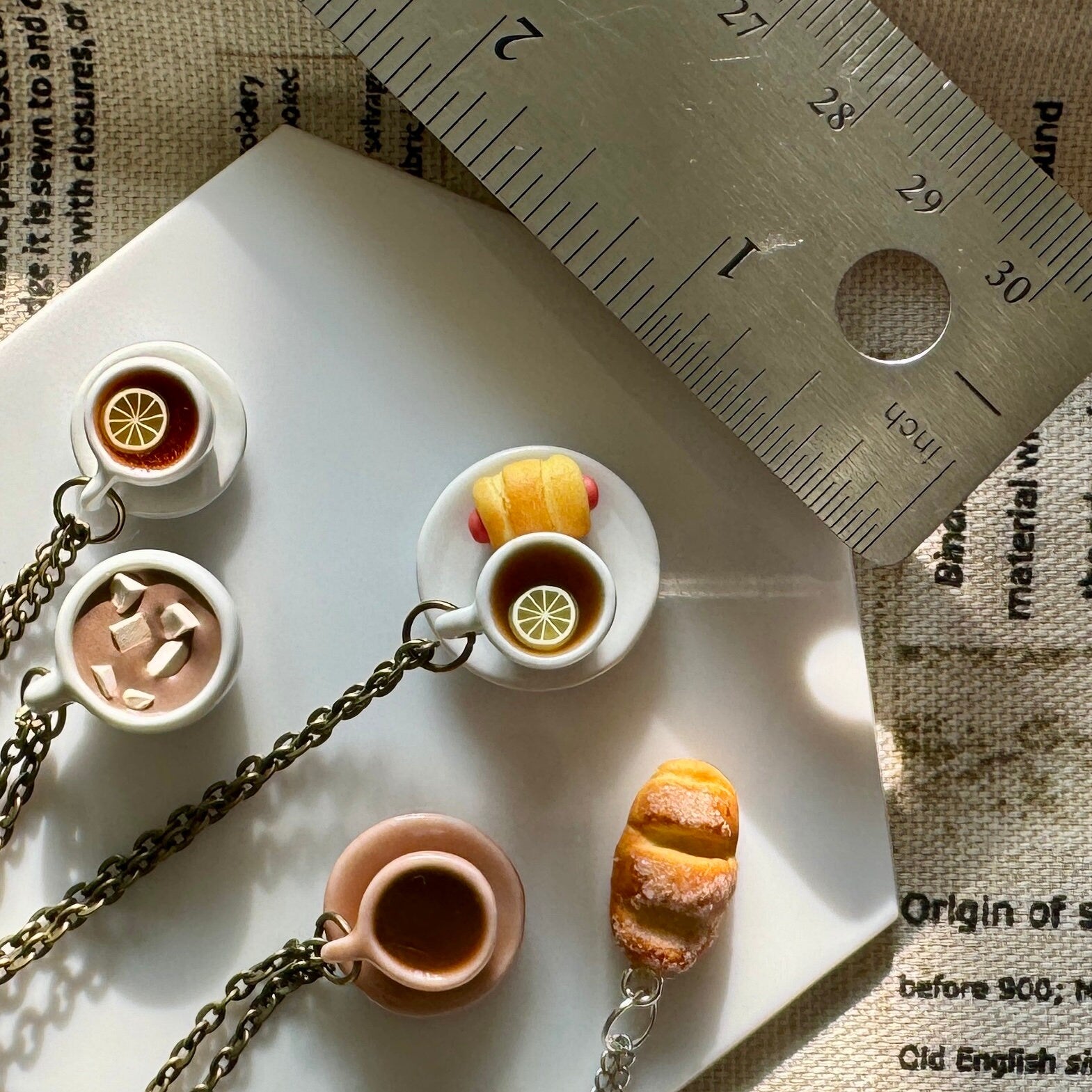 VanillaStarCafe Acorn Lemon Tea Ceramic Necklace