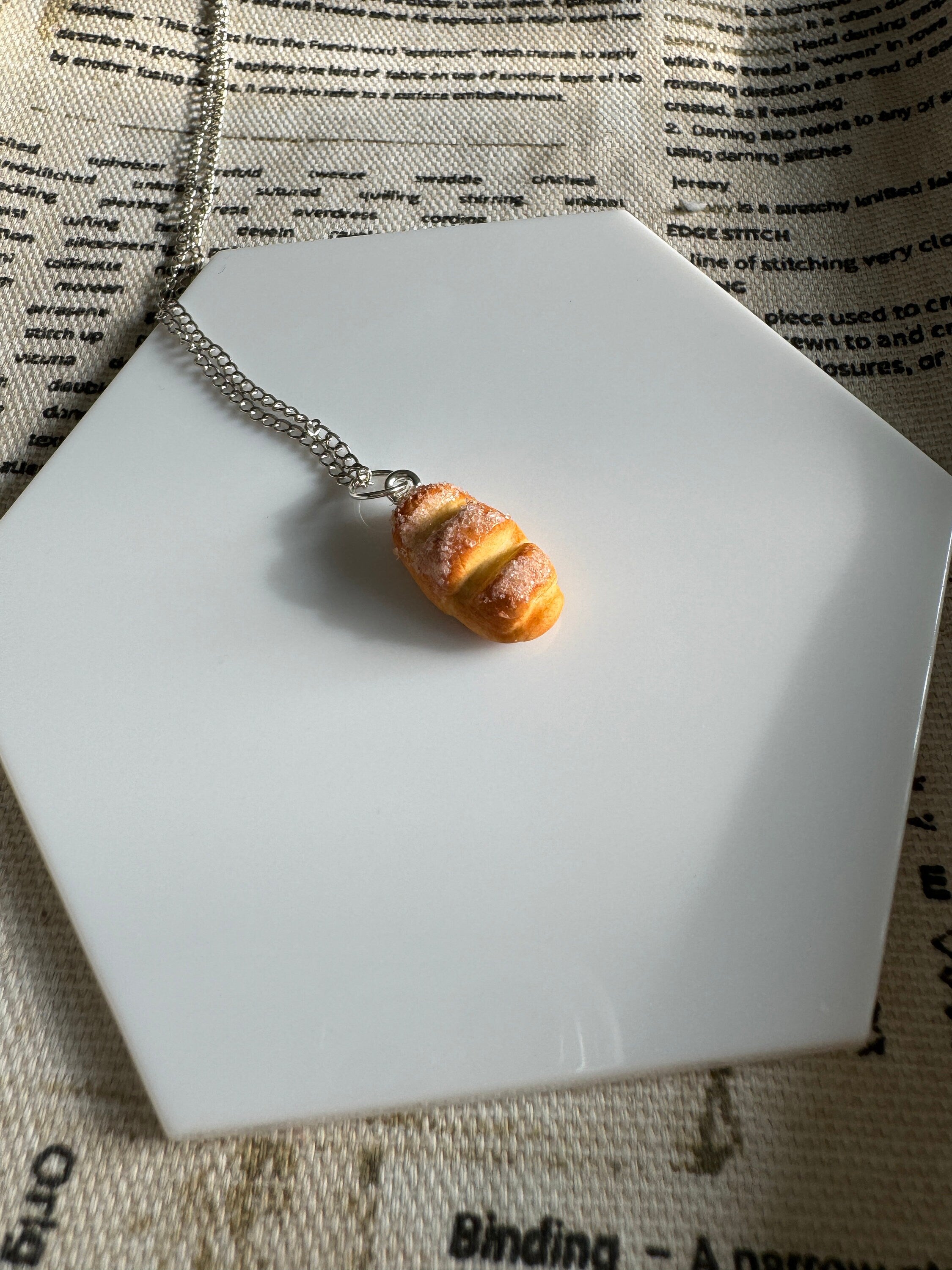 VanillaStarCafe Acorn Loaf Polymer Clay Charm Necklace 24in