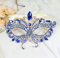HappyJewelryWorld Butterfly Blue Crystal Masquerade Mask Gold Rhinestone