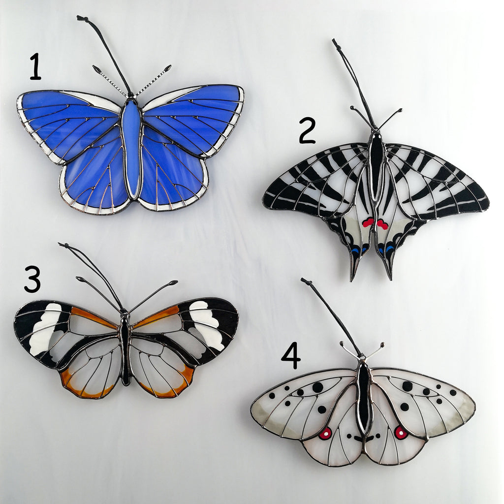 SunStainedGlassUA Monarch Butterfly Stained Glass Suncatcher 5.3in