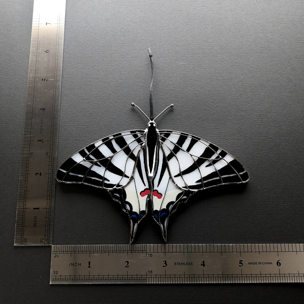Zebra Swallowtail Butterfly Suncatcher Stained Glass Window Hanging