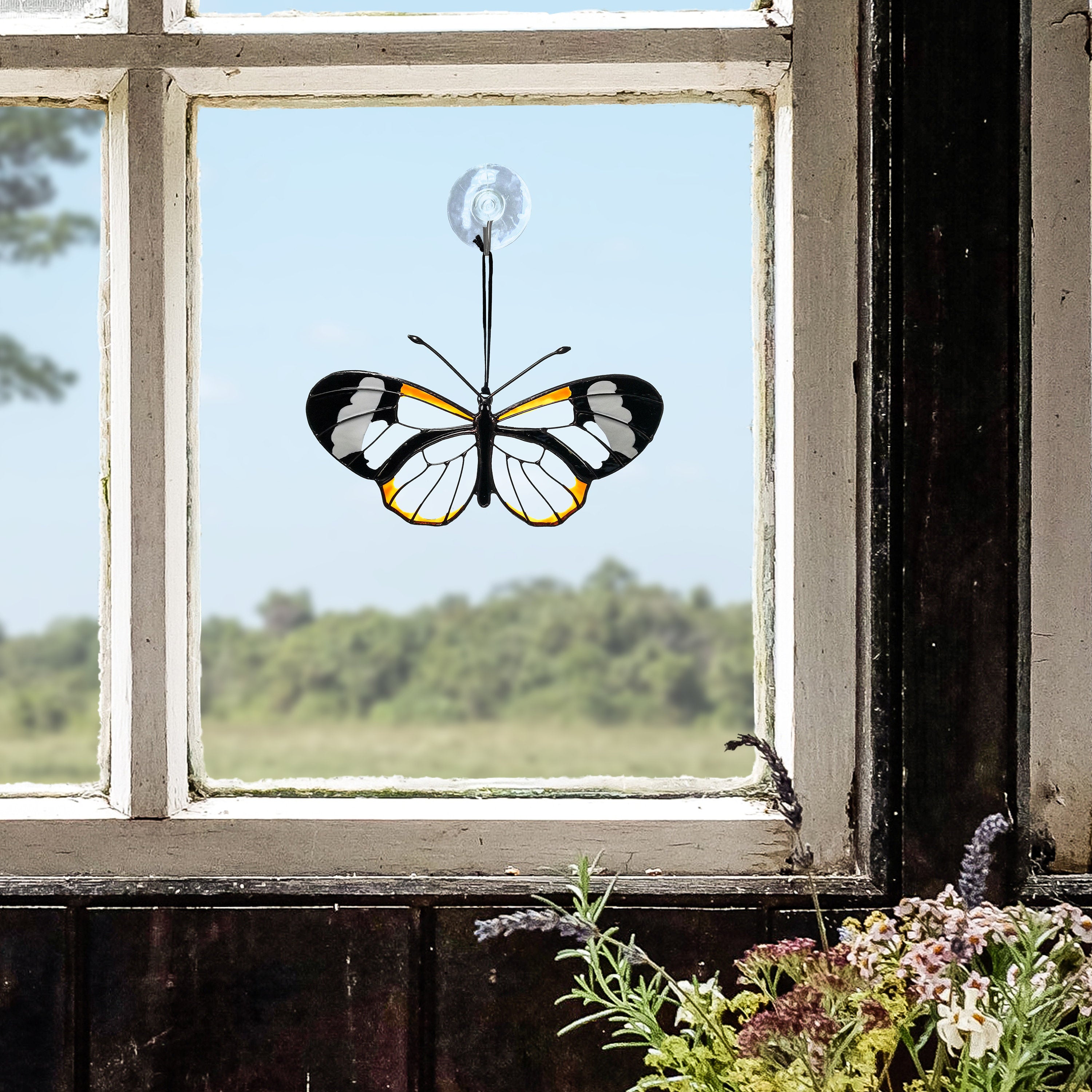 SunStainedGlassUA Handmade Stained Glass Butterfly Suncatcher Tiffany Style