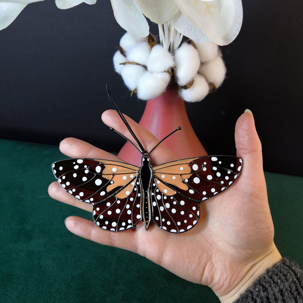 SunStainedGlassUA Stalachtis Phlegia Butterfly Stained Glass Suncatcher