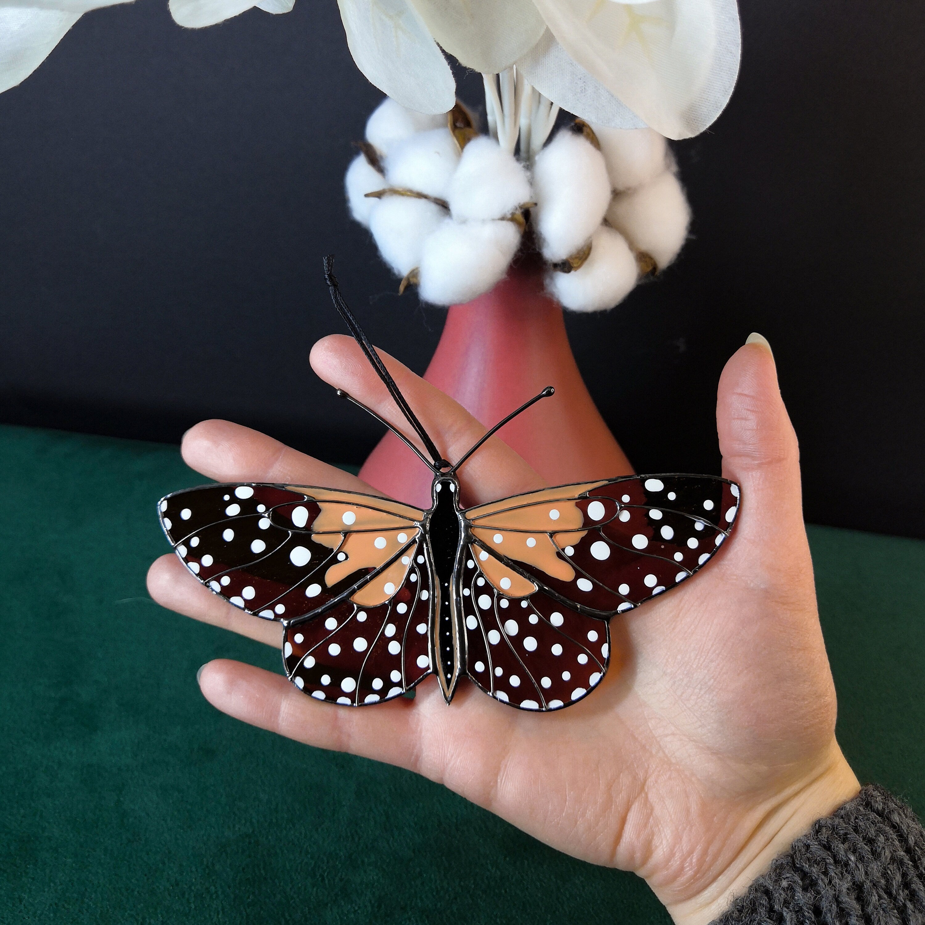 SunStainedGlassUA Stalachtis Phlegia Butterfly Stained Glass Suncatcher