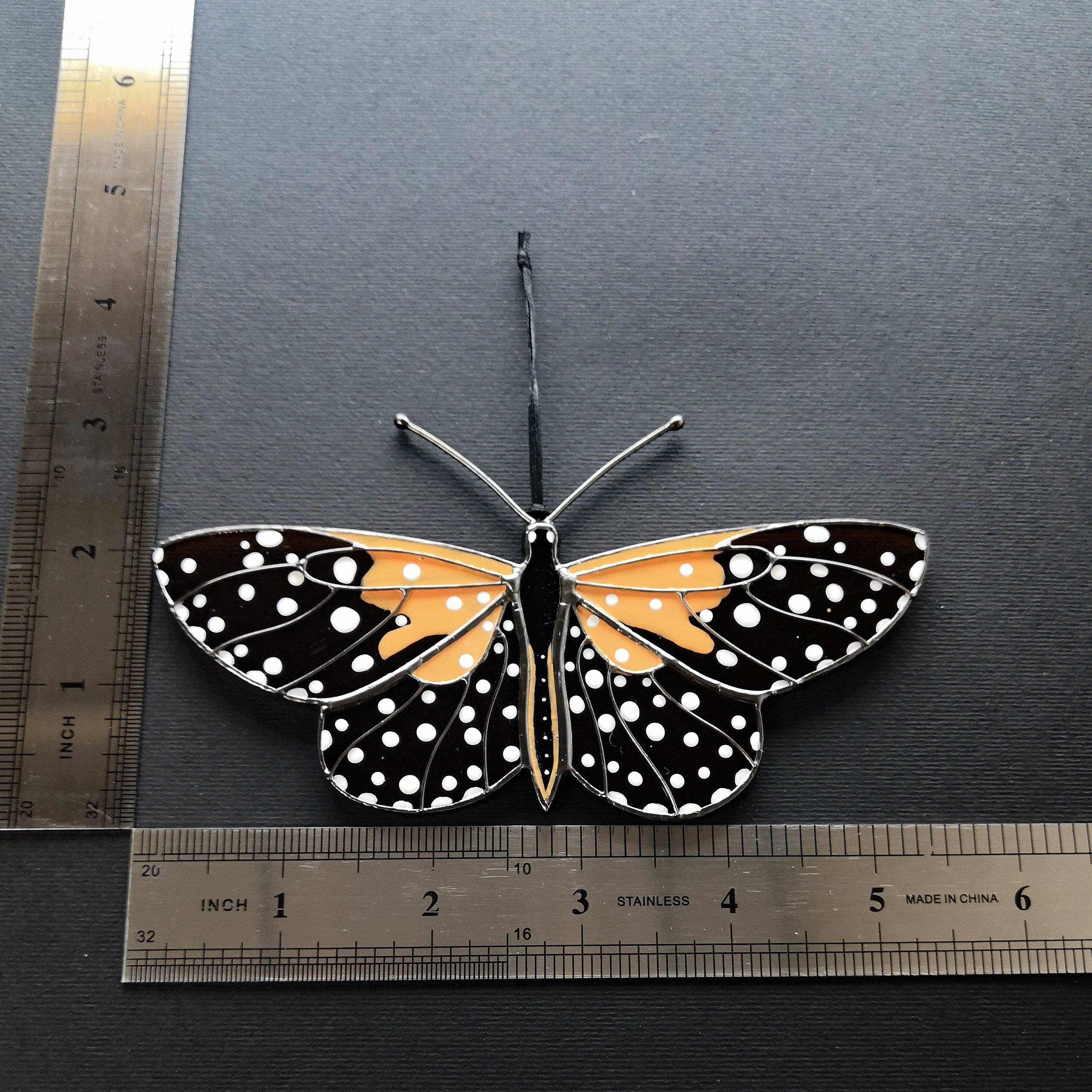 SunStainedGlassUA Stalachtis Phlegia Butterfly Stained Glass Suncatcher