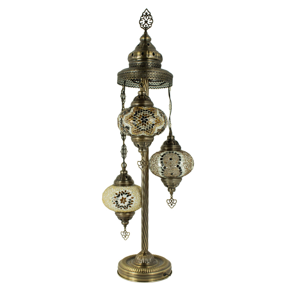 MoslandHome Handmade Turkish Mosaic Floor Lamp 3 Globe Corner