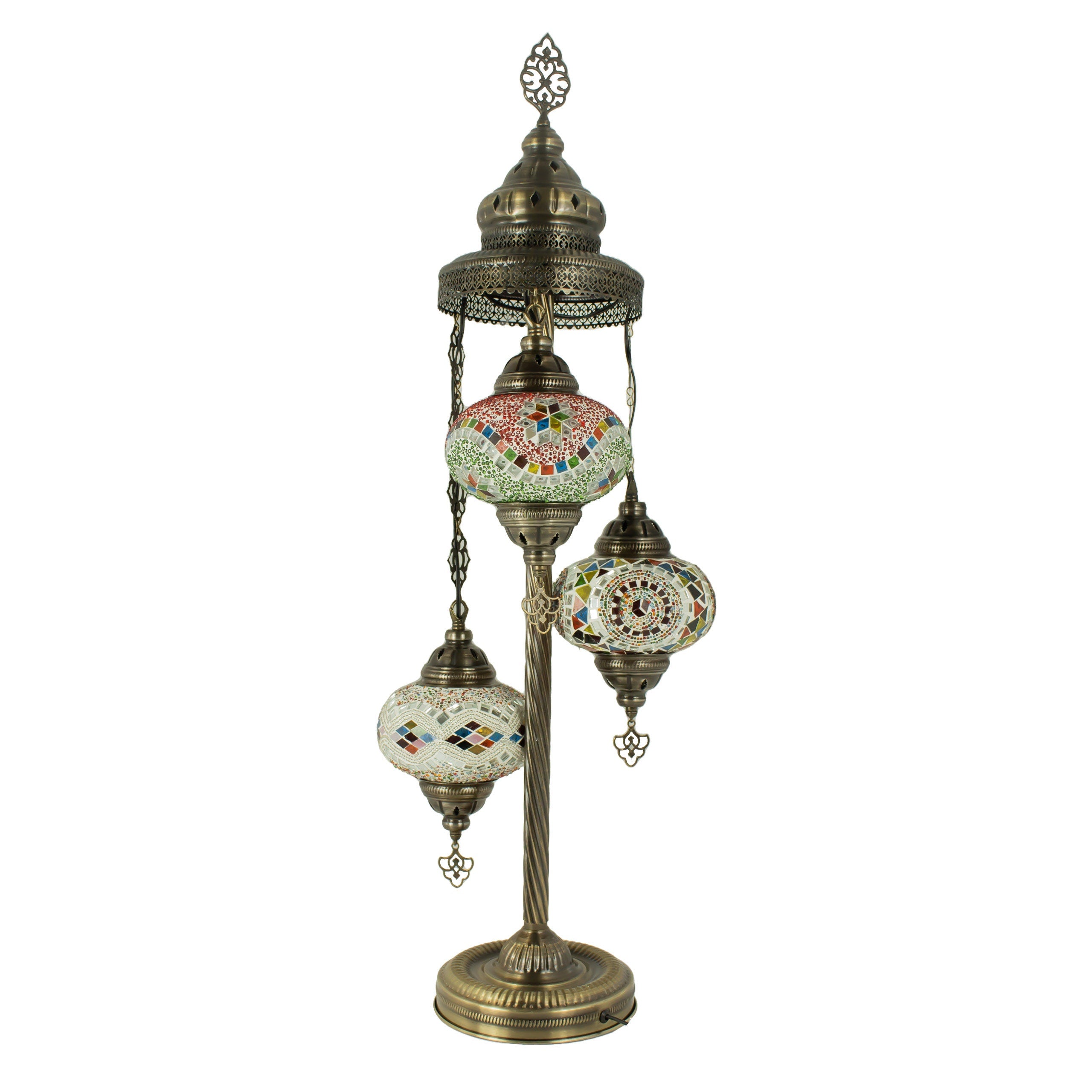 MoslandHome Handmade Turkish Mosaic Floor Lamp 3 Globe