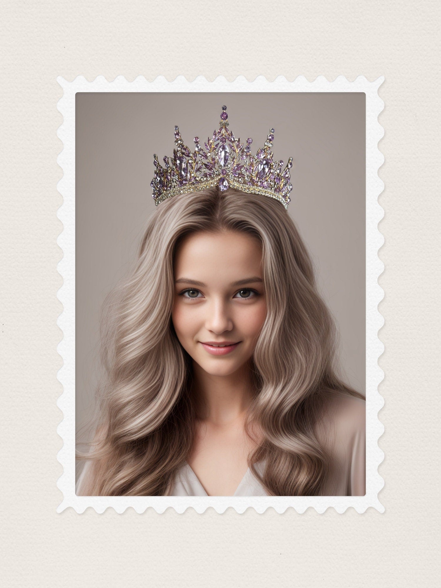 HappyJewelryWorld Purple Crystal Tiara Victorian Bridal Crown Headband