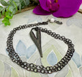 MossberryandStone Gothic Heart Pendant Necklace Gunmetal Silver 24in