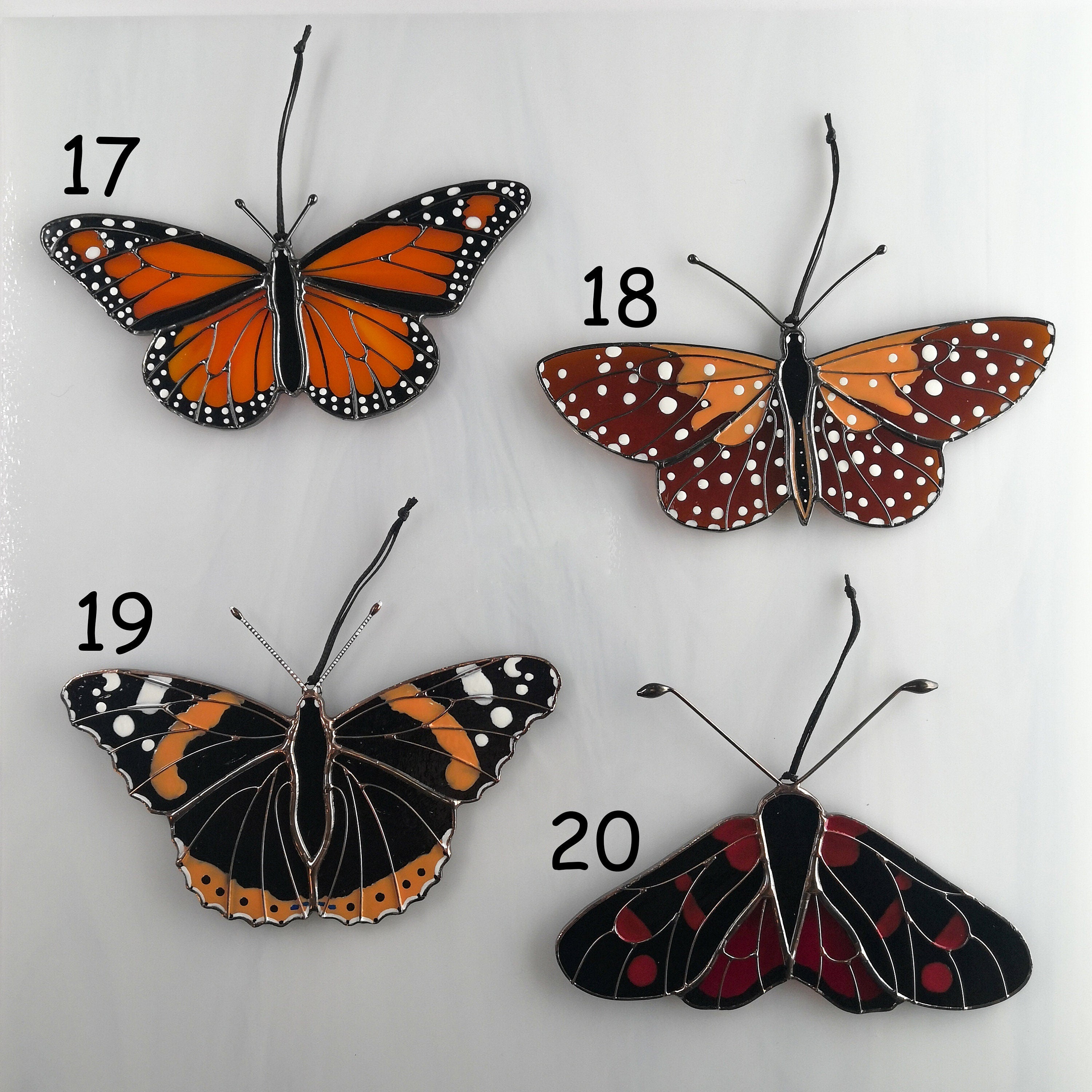 SunStainedGlassUA Monarch Butterfly Stained Glass Suncatcher 5.3in