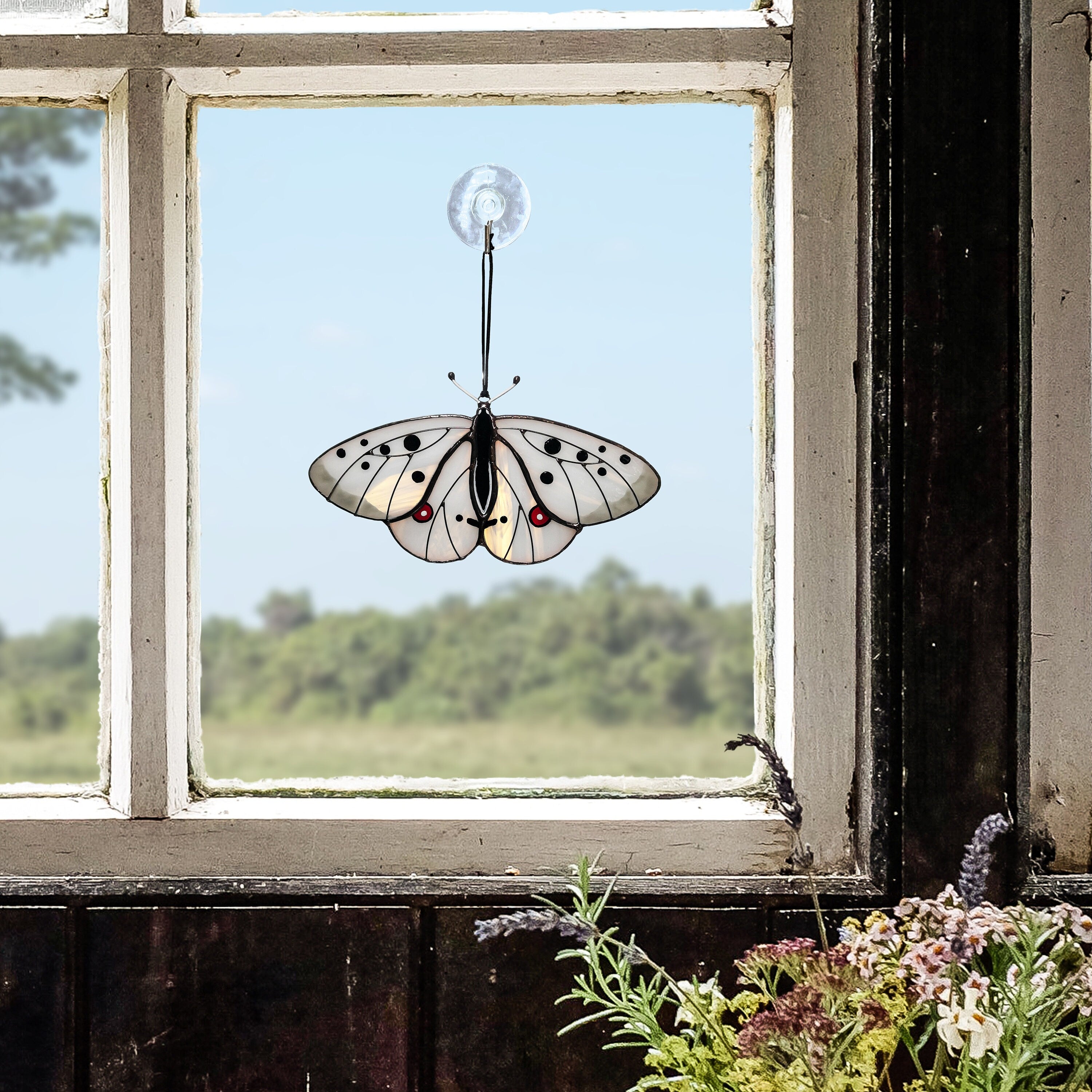 SunStainedGlassUA Apollo Butterfly Stained Glass Suncatcher Window Hanging