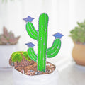 RainLine Handmade Stained Glass Cactus Stake Garden Ornament