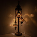 MoslandHome Handmade Turkish Mosaic Floor Lamp 3 Globe 37in