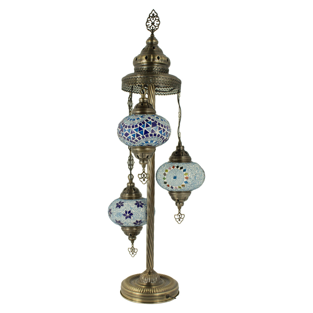MoslandHome Handmade Turkish Mosaic Floor Lamp 3 Globe Corner Lamp