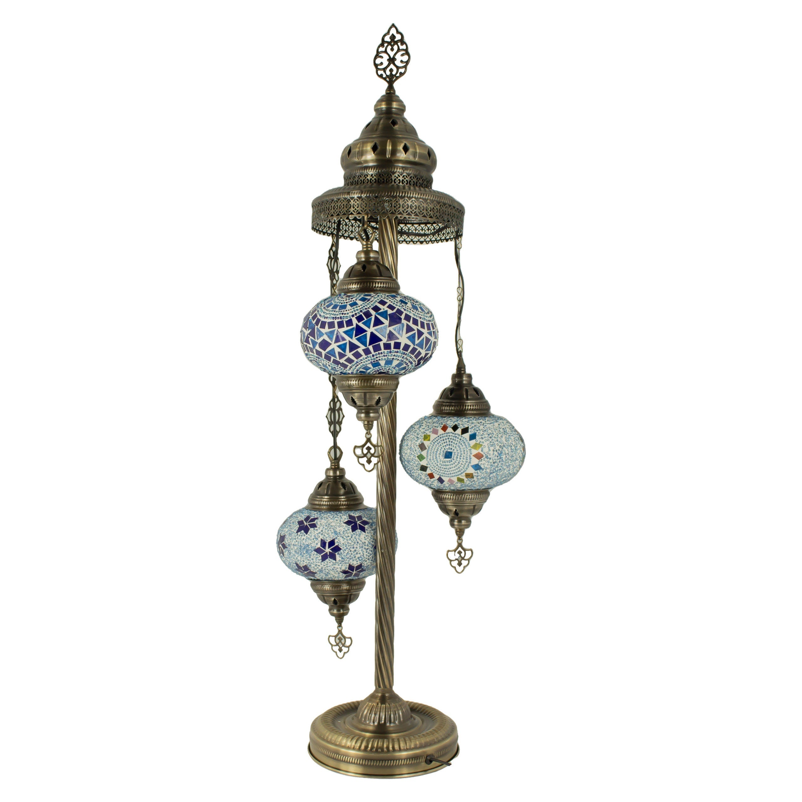 MoslandHome Handmade Turkish Mosaic Floor Lamp 3 Globe Corner Lamp