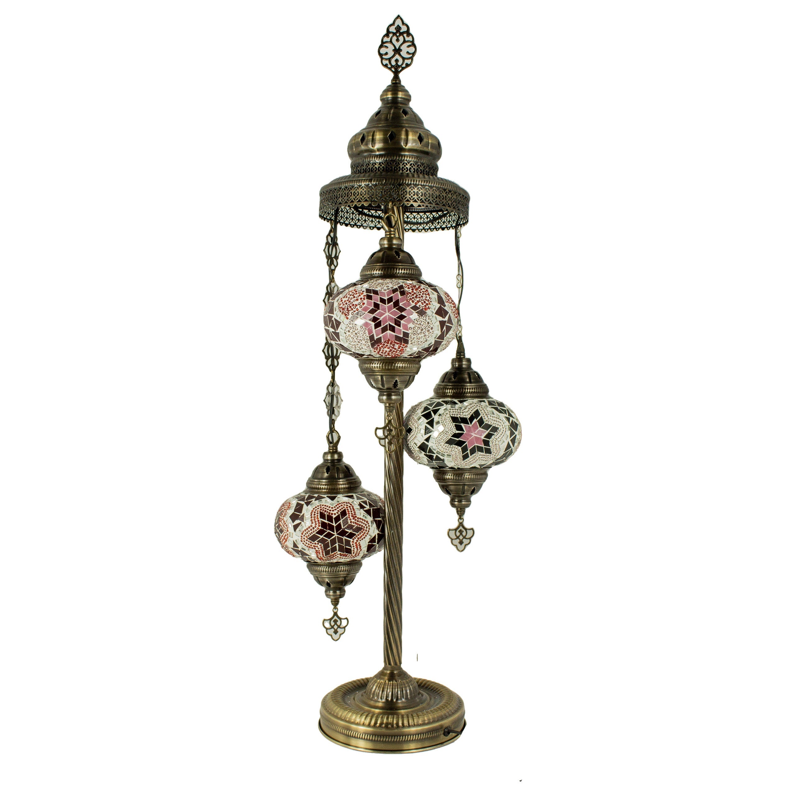 MoslandHome Handmade Turkish Mosaic Floor Lamp 3 Globe Corner