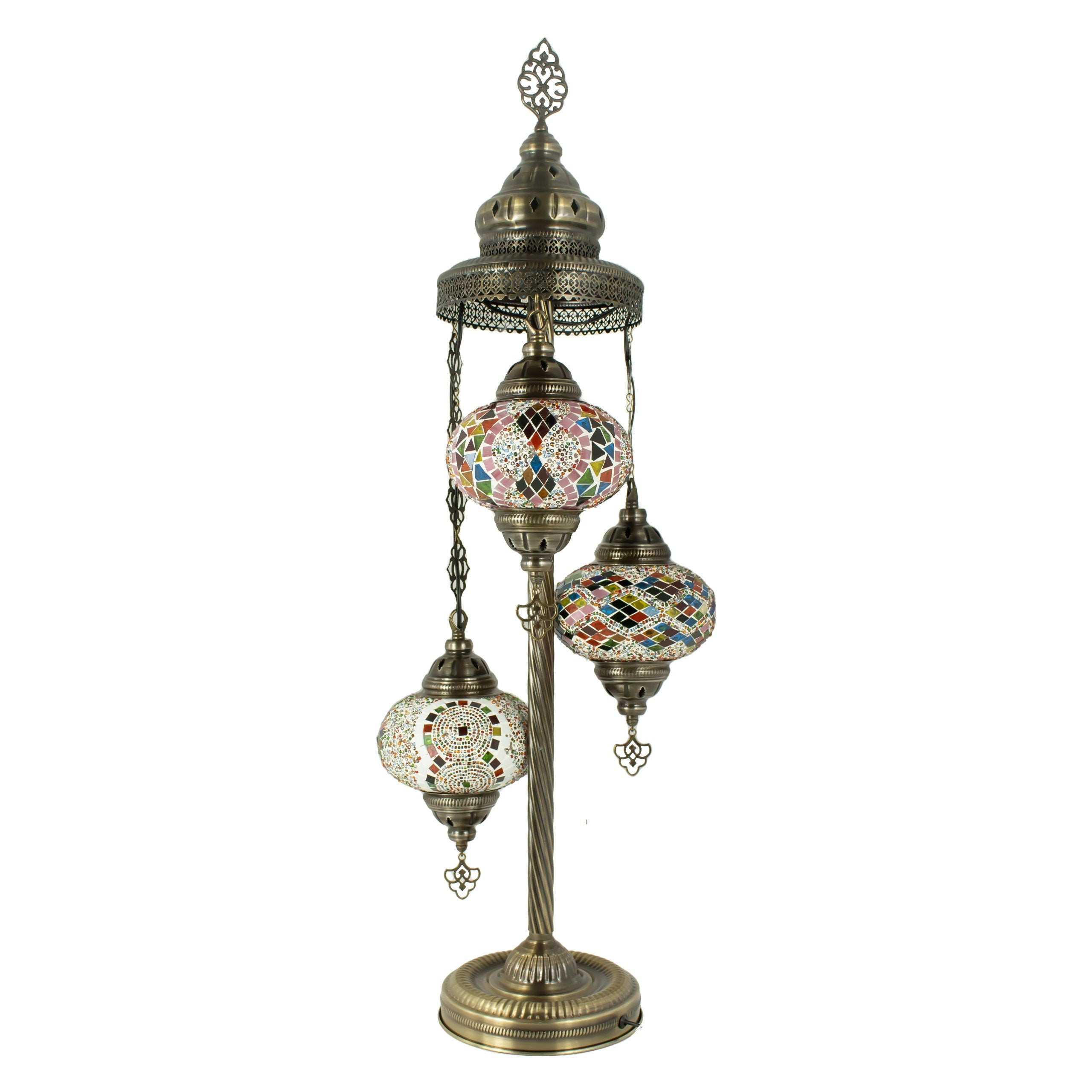 MoslandHome Handmade Turkish Mosaic Floor Lamp 3 Globe Corner