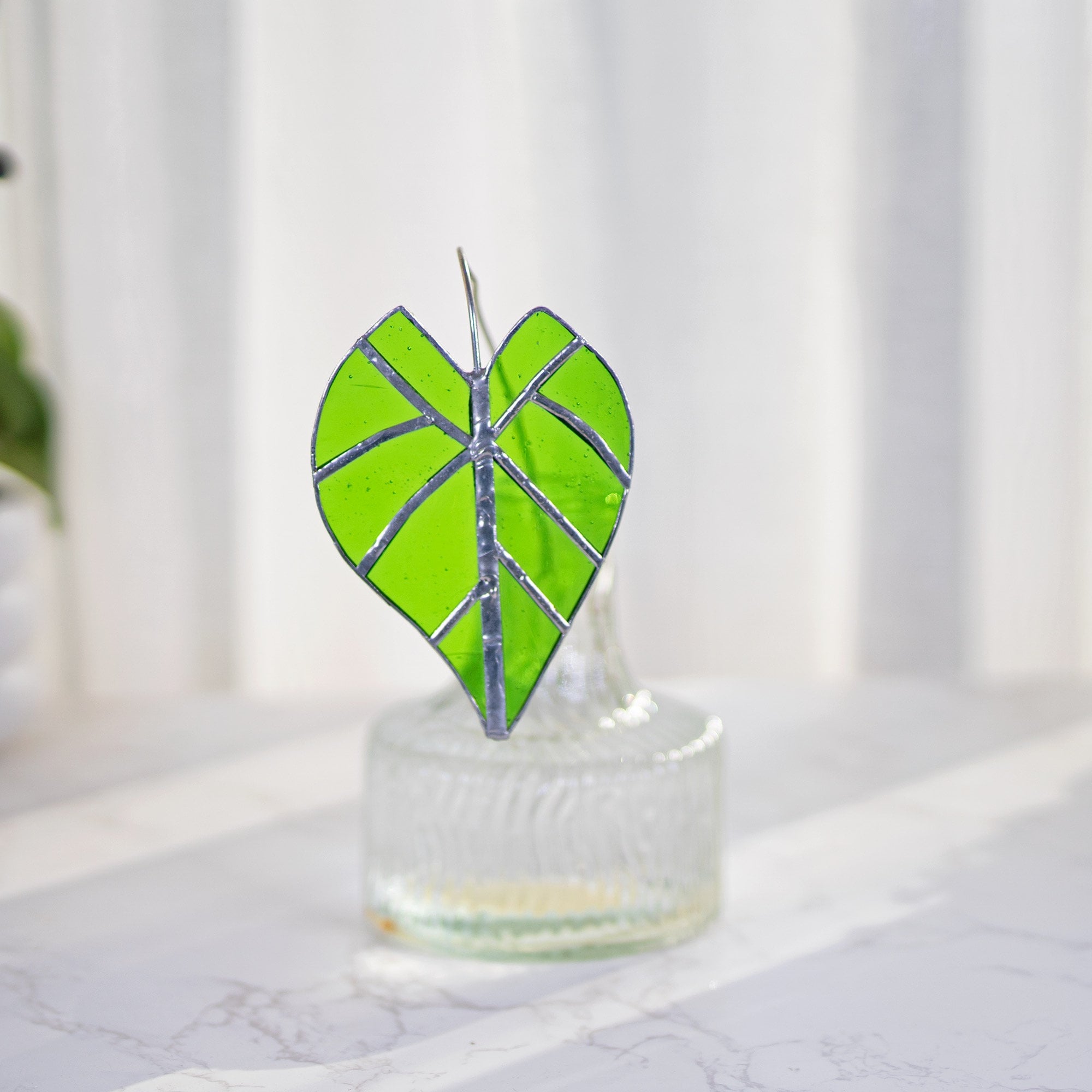 RainLine Alocasia Frydek Stained Glass Suncatcher Set of 3 Handmade Table Decor