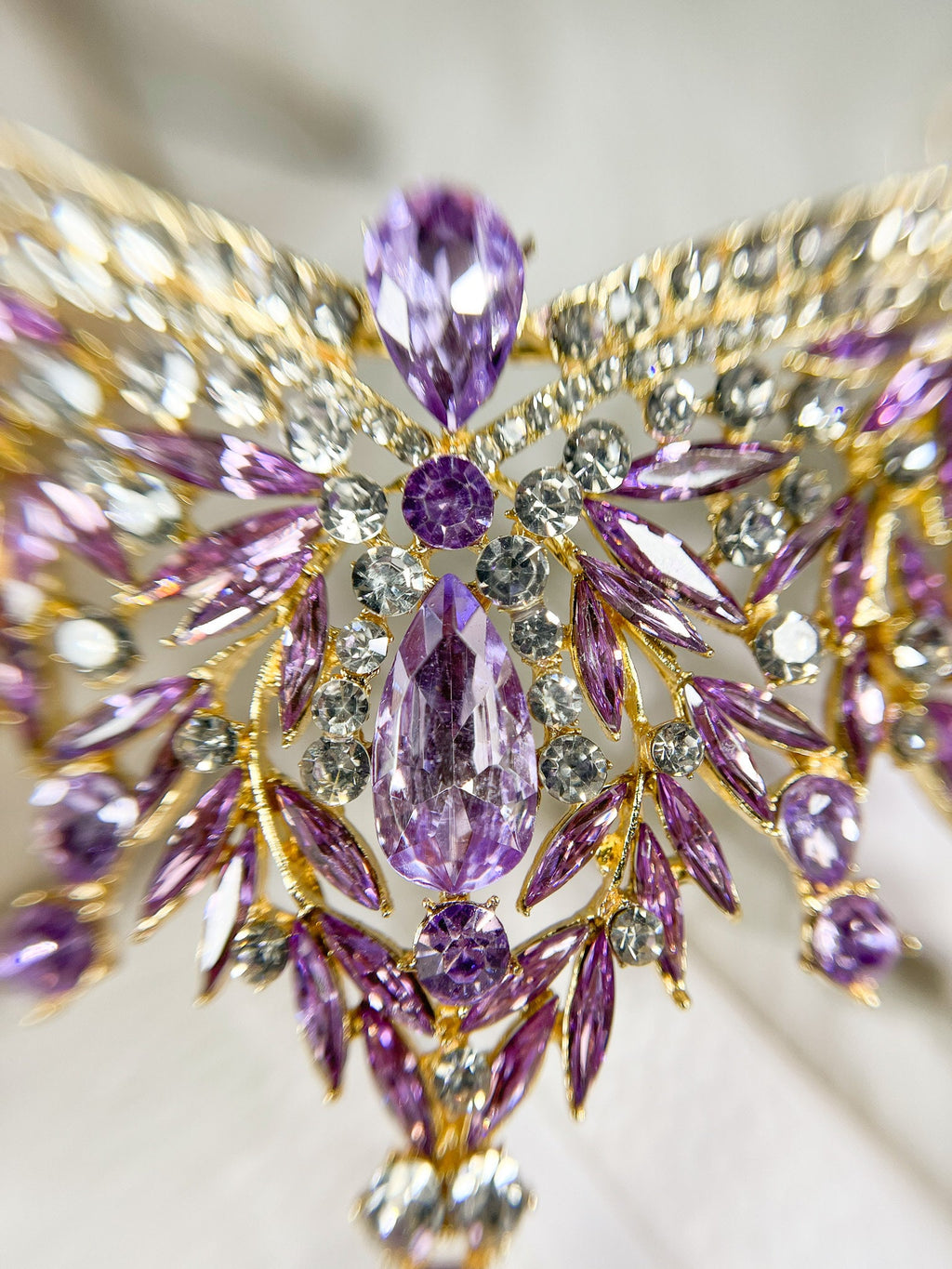 HappyJewelryWorld Purple Crystal Tiara Victorian Bridal Crown Headband