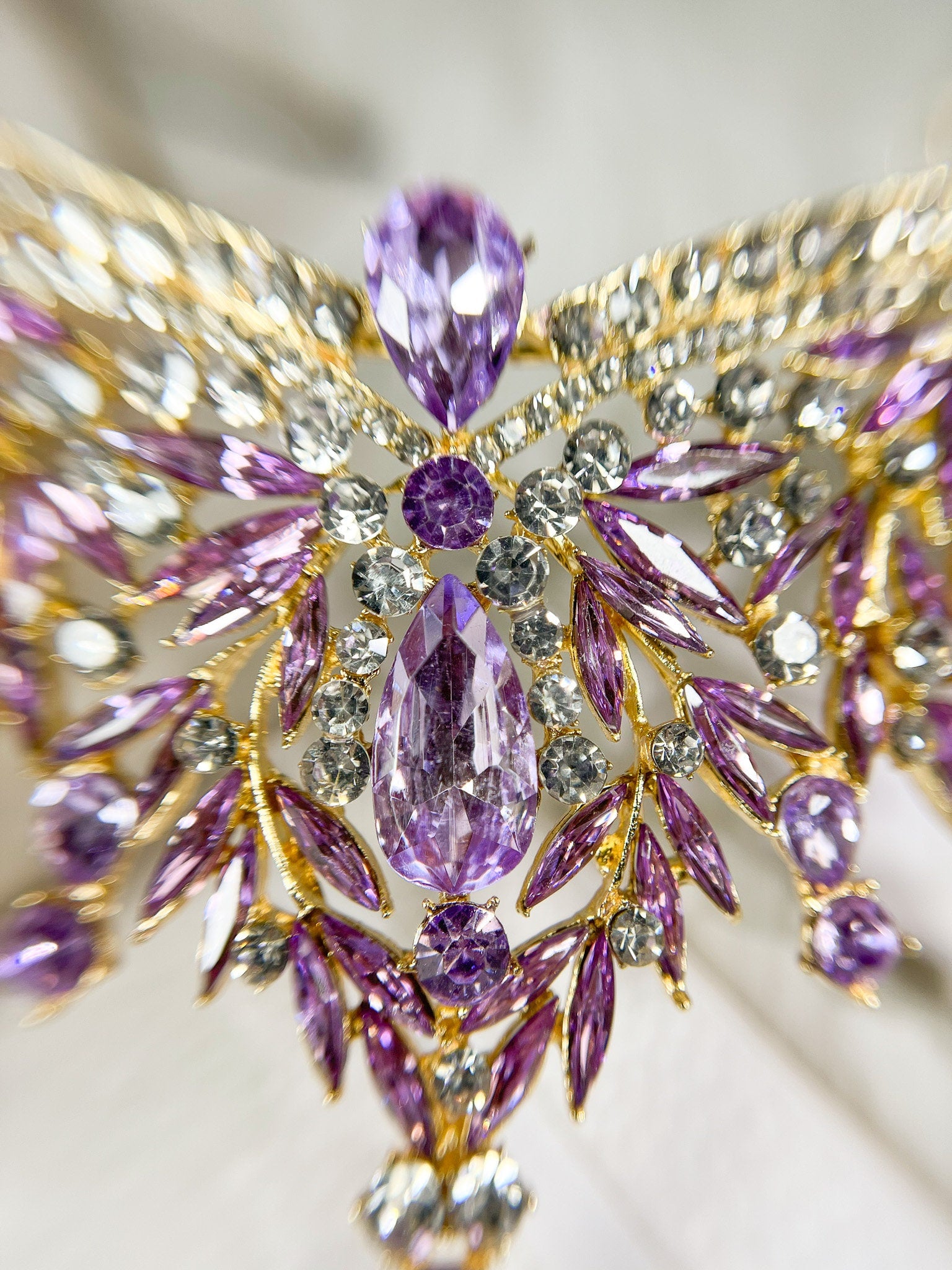 HappyJewelryWorld Purple Crystal Tiara Victorian Bridal Crown Headband