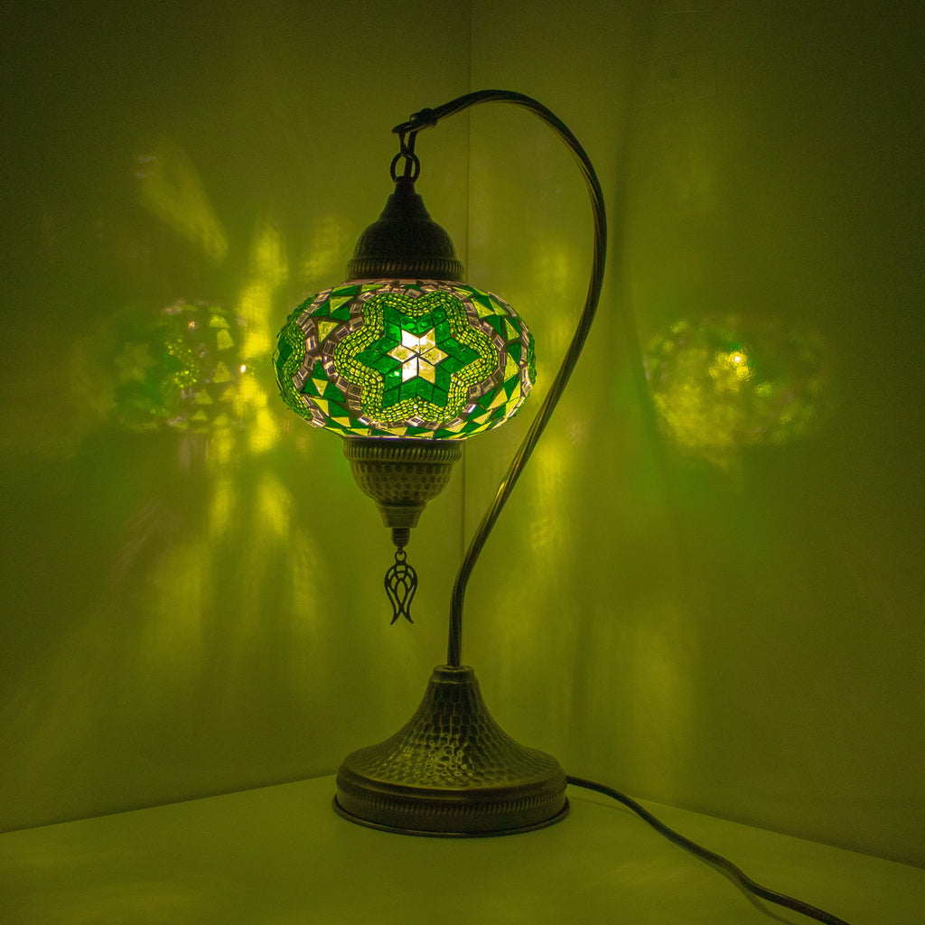 MoslandHome Premium Turkish Mosaic Table Lamp Handmade Gooseneck 6.6in