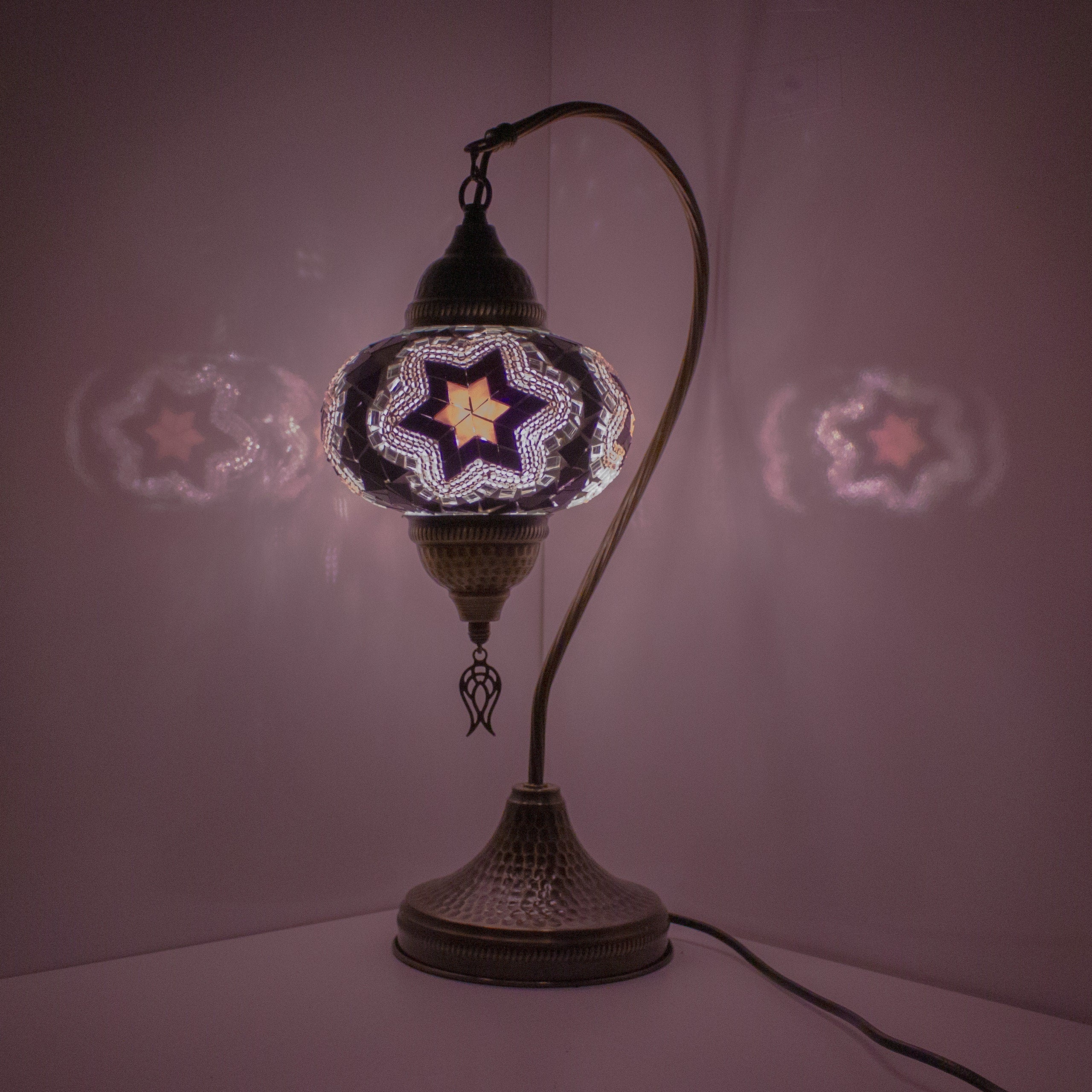 MoslandHome Premium Turkish Mosaic Table Lamp Handmade Gooseneck 6.6in