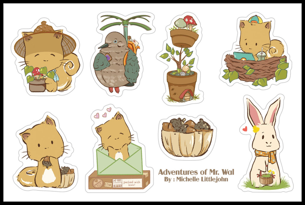VanillaStarCafe Mr. Wal Vinyl Sticker Sheet 6x4in