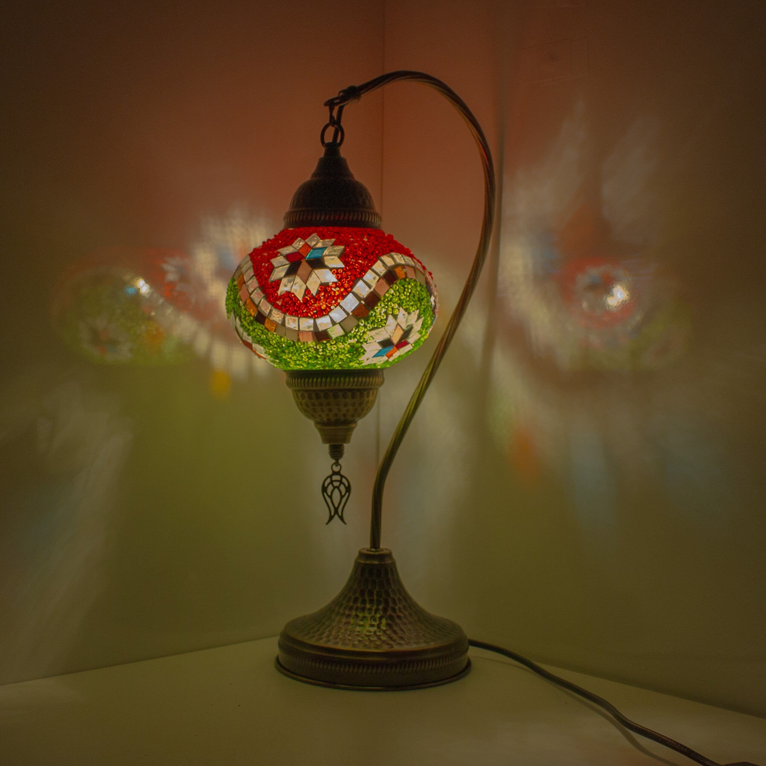 MoslandHome Handmade Turkish Mosaic Table Lamp 19in