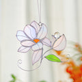 RainLine Iridescent Magnolia Stained Glass Suncatcher Window Hanging