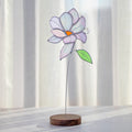 RainLine Iridescent Magnolia Stained Glass Flower Stake Suncatcher 14.2in