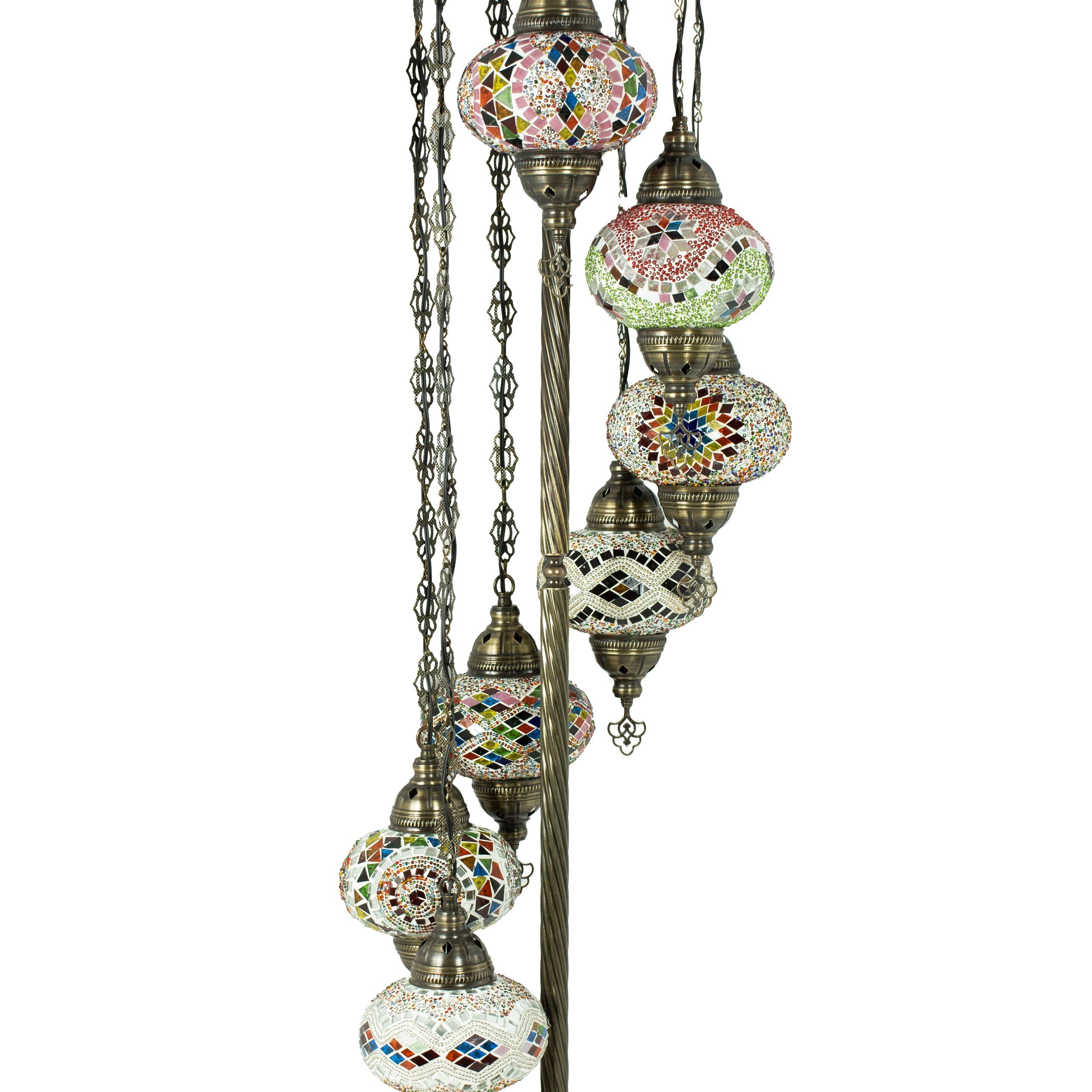 MoslandHome Handmade Turkish Mosaic Floor Lamp 7 Globe Moroccan