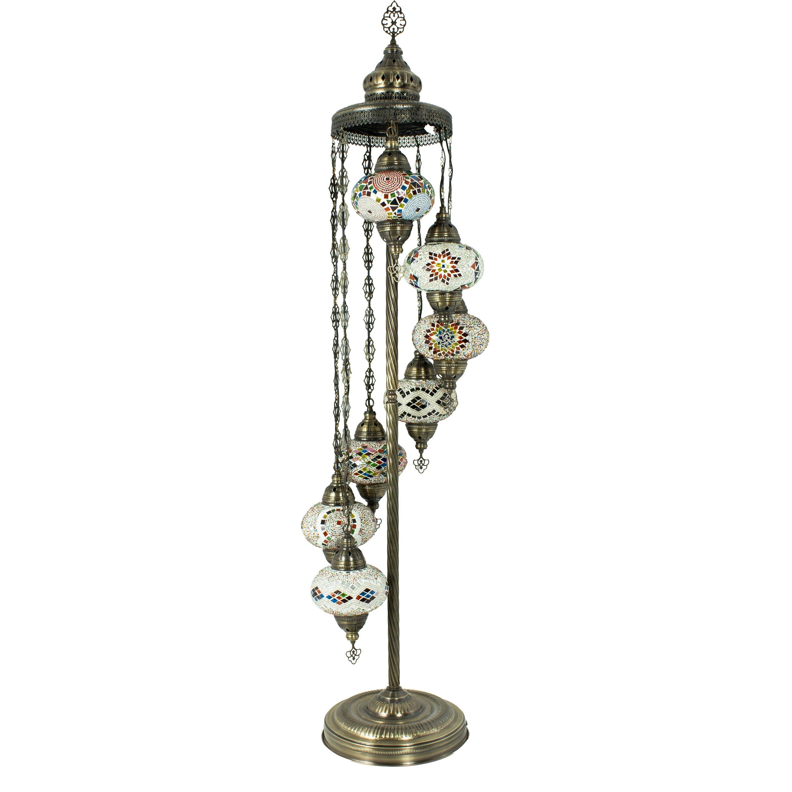 MoslandHome Handmade Turkish Mosaic Floor Lamp 7 Globe