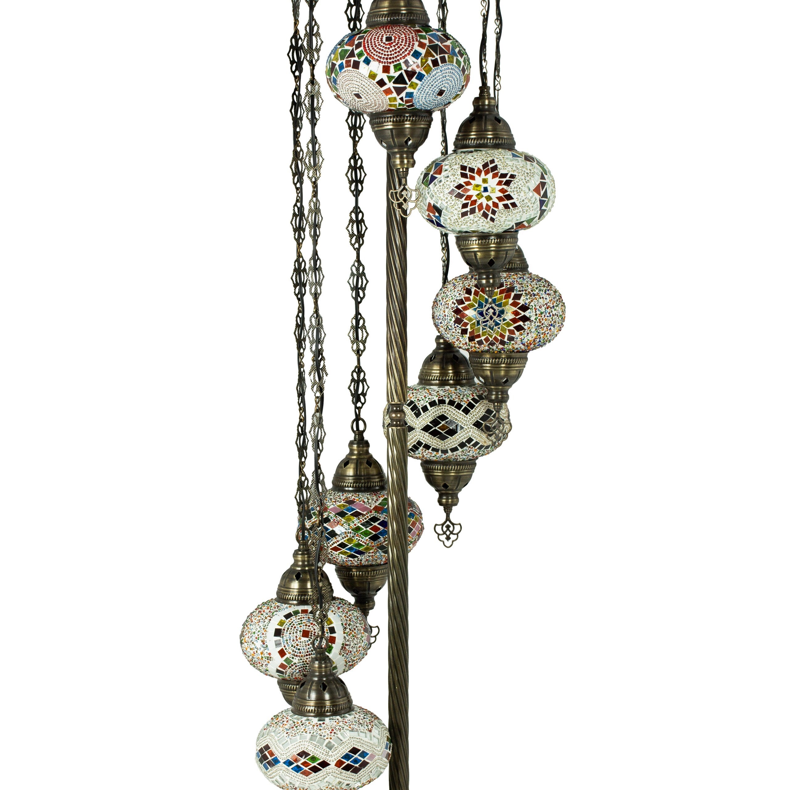MoslandHome Handmade Turkish Mosaic Floor Lamp 7 Globe Moroccan