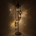 MoslandHome Handmade Turkish Mosaic Floor Lamp with 7 Globe Shades
