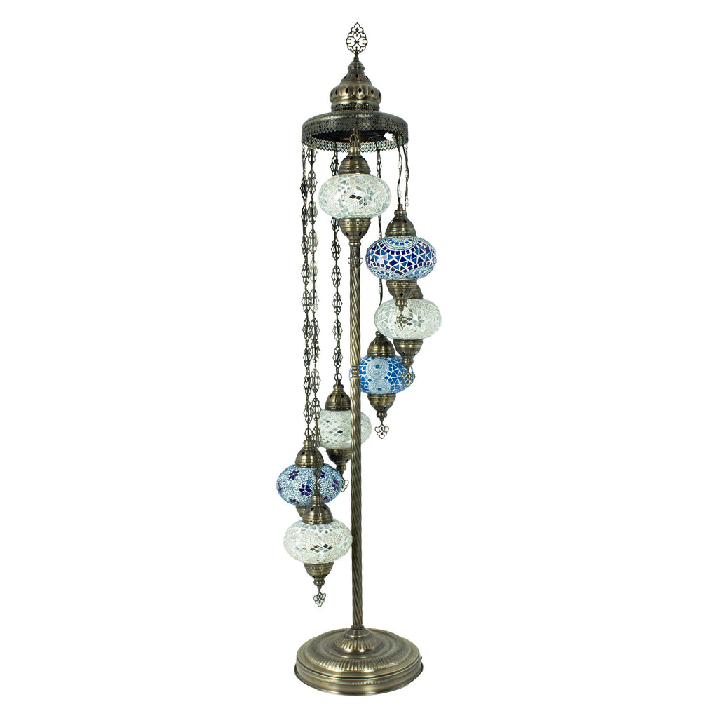 MoslandHome Handmade Turkish Mosaic Floor Lamp 7 Globe Corner