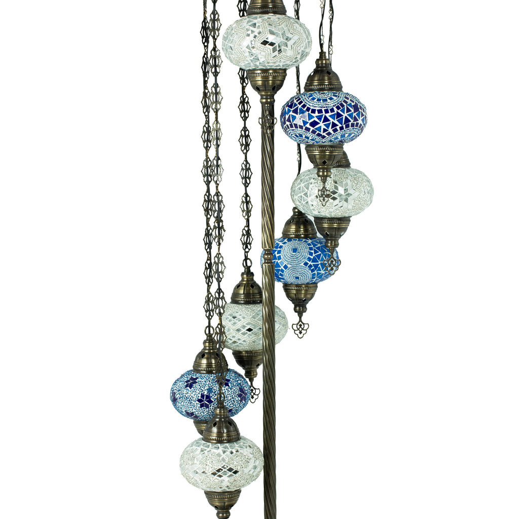 MoslandHome Handmade Turkish Mosaic Floor Lamp 7 Globe Corner