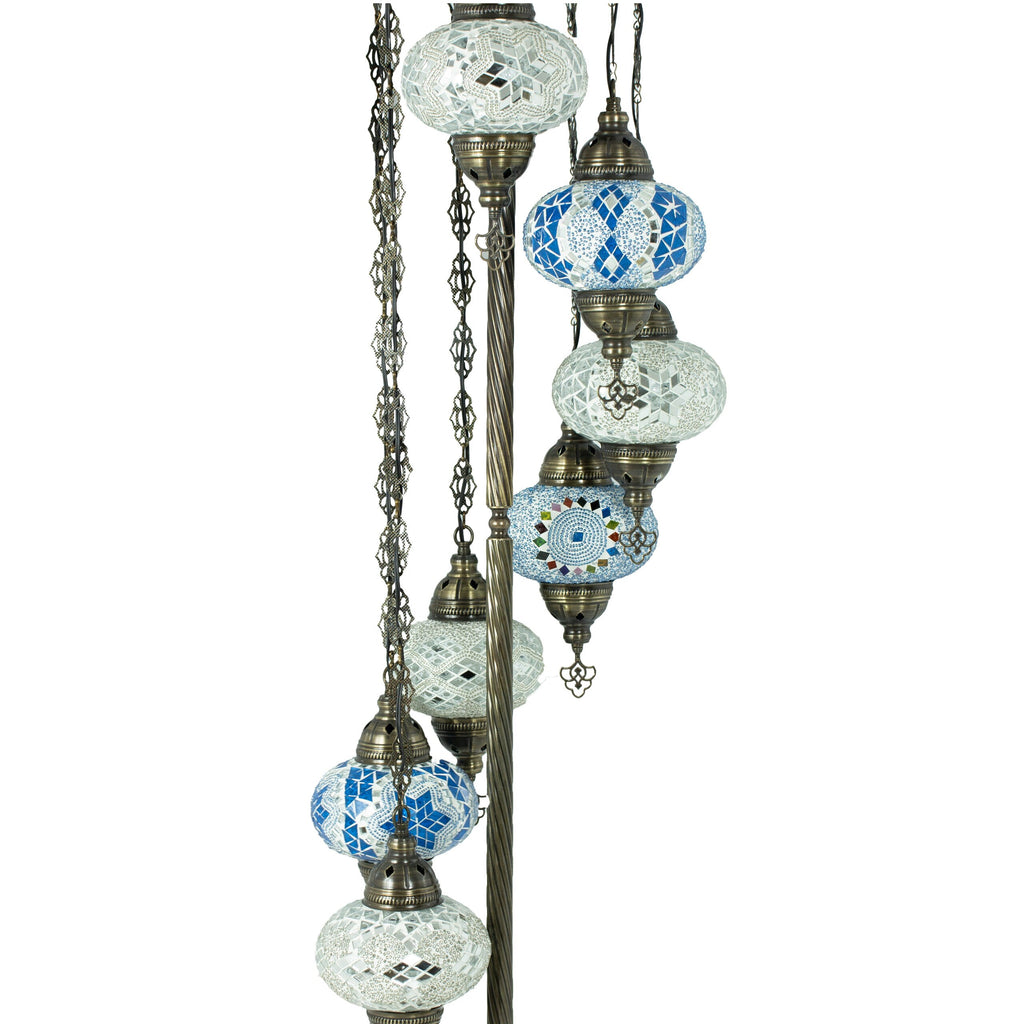 MoslandHome Handmade Turkish Mosaic Floor Lamp 7 Globe Moroccan